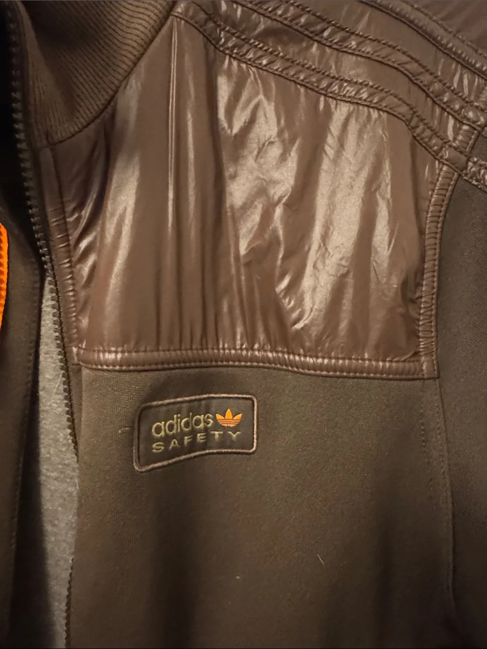 adidas safety Brown Track Jacket with Orange trim small